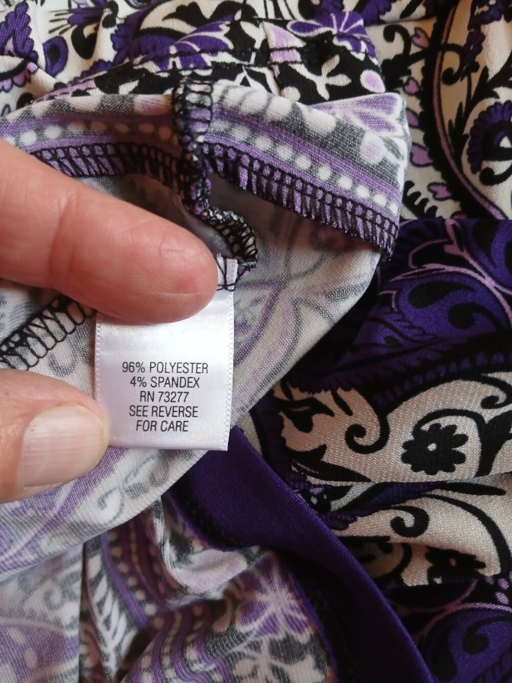 APT. 9 Purple Paisley Stretch Sleeveless V-Neck Stretch Dress L Boho Casual Chic - Picture 6 of 6